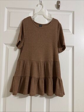 Women’s Waffle Knit Brown Flowy Top